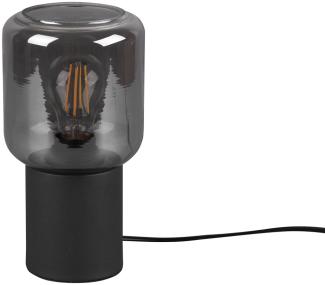 Mini LED Tischleuchte Schwarz Glasschirm Rauchfarbig Ø 13cm Höhe 24cm