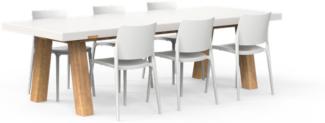 One To Sit 7-teilige Sitzgruppe Sera Colla Aluminium weiß/Eiche 260x100 cm