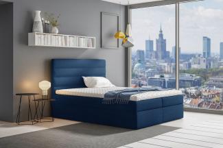 Stylefy 'Adelasia' Boxspringbett Strukturstoff Inari Dunkelblau 160 x 200 cm