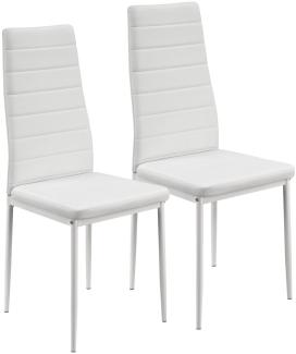 Juskys Esszimmerstühle Loja Stühle 2er Set Esszimmerstuhl - Küchenstühle mit Kunstleder Bezug - hohe Lehne stabiles Gestell - Stuhl in Weiß