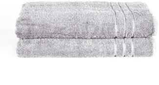 Komfortec 2er Saunatuch Set 80x200 cm aus 100% Baumwolle, XXL-Saunatücher, Sauna Handtuch, Weich, Groß, Frottee, Schnelltrocknend, Silber Grau