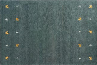 Gabbeh Teppich Wolle grün 200 x 300 cm Kurzflor CALTI