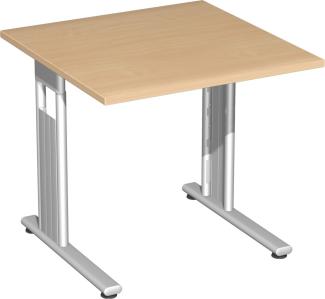 Schreibtisch, 80x80cm, Buche / Silber