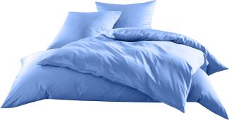 Mako-Satin Baumwollsatin Bettwäsche Uni einfarbig zum Kombinieren (Bettbezug 155 cm x 220 cm, Hellblau)