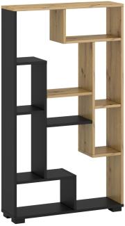 Bücherregal Split Raumteiler 70x20x120cm schwarz Artisan Eiche
