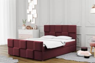 Boxspringbett Schlafzimmerbett MURILO 200x200cm in Stoff Monolith Weinrot