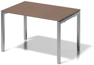 Cito Schreibtisch, 650-850 mm höheneinstellbares U-Gestell, H 19 x B 1200 x T 800 mm, Dekor nußbaum, Gestell silber
