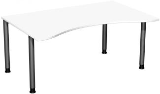 Schreibtisch '4 Fuß Flex' höhenverstellbar, 160x100cm, Weiß / Anthrazit