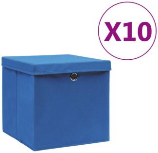 Aufbewahrungsboxen mit Deckeln 10 Stk. 28x28x28 cm Blau