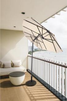 Balkon Sonnenschirm300x150 cm,UPF50+,drei Kuppeln
