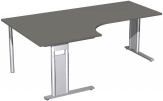 PC-Schreibtisch 'C Fuß Pro' links, höhenverstellbar, 200x120cm, Graphit / Silber