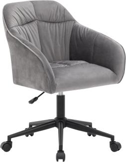 Merax Bürostuhl (1 St), Drehstuhl höhenverstellbar Samt Schreibtischstuhl mit Armlehnen, Grau | schwarz