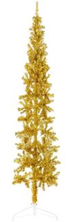 Künstlicher Halb-Weihnachtsbaum mit Ständer Schlank Gold 210 cm 344592