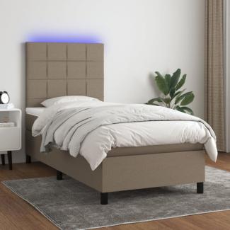 Boxspringbett mit Matratze & LED Taupe 90x190 cm Stoff (Farbe: Taupe)