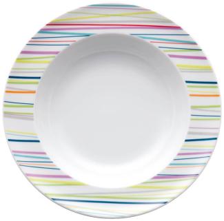 Thomas Sunny Day Suppenteller, Pastateller, Teller, Porzellan, Sunny Stripes / Bunt Gestreift, Spülmaschinenfest, 23 cm, 10323