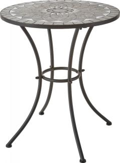 Gartentisch >Como< in matt schwarz, Stahl, Keramik - 60x71x60cm (BxHxT)