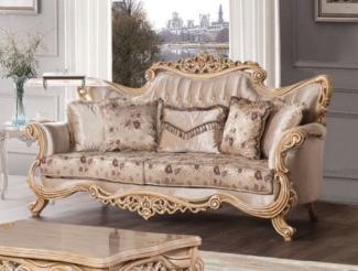 Casa Padrino Luxus Barock Sofa Beige / Braun / Naturfarben - Prunkvolles Wohnzimmer Sofa mit elegantem Muster - Barock Möbel - Edel & Prunkvoll