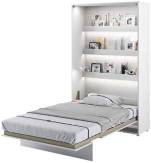 MEBLINI Schrankbett Bed Concept - BC-02 - 120x200cm Vertikal - Weiß Matt mit Matratze - Wandbett mit Lattenrost - Klappbett mit Schrank - Wandklappbett - Murphy Bed - Bettschrank