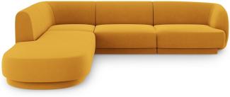 Micadoni 6-Sitzer Samtstoff Ecke links Sofa Miley | Bezug Yellow | Beinfarbe Black Plastic