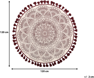 Teppich creme/rot ø 120 cm Mandala-Muster AYAKLI
