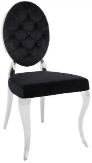 Casa Padrino Designer Esszimmer Stuhl Schwarz / Silber ohne Armlehne - Designer Stuhl