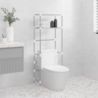 Toilettenregal 2 Ablagen Grau 53,5x28x143 cm Eisen