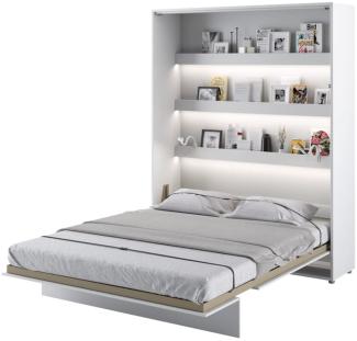 MEBLINI Schrankbett Bed Concept - BC-12 - 160x200cm Vertikal - Weiß Hochglanz/Weiß - Wandbett mit Lattenrost - Klappbett mit Schrank - Wandklappbett - Murphy Bed - Bettschrank