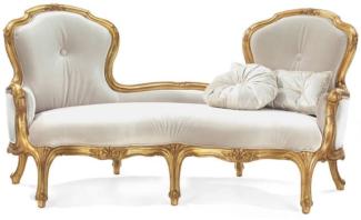Casa Padrino Luxus Barock Sofa Grau / Gold - Prunkvolles Barockstil Wohnzimmer Sofa - Luxus Wohnzimmer Möbel im Barockstil - Barock Möbel - Luxus Qualität - Made in Italy