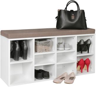 KADIMA DESIGN Schuhbank mit Stauraum und gepolsterter Sitzfläche - Elegante Lösung für Ihren Wohnraum. Farbe: Weiß