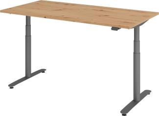 bümö® smarter Schreibtisch Serie-XDLR elektrisch höhenverstellbar mit App-Steuerung 160 x 80 cm in Asteiche / Graphit