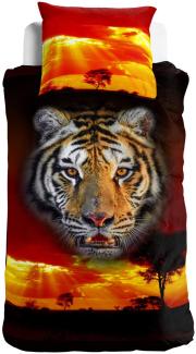 Tiger Bettwäsche Digitaldruck ESPiCO Sleep and Dream Rot Schwarz Renforcé 135 x 200 + 80 x 80 cm