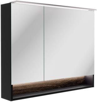 Fackelmann B. PARIS LED-Spiegelschrank 90 cm breit, Braun dunkel/Schwarz