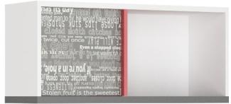 Hängeschrank "Philosophy" Wandschrank 90cm weiß graphit rot mit Schrift Print