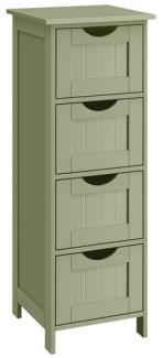 Vasagle Badezimmerschrank mit 4 Schubladen, MDF lorbeergrün, 30 x 30 x 82 cm