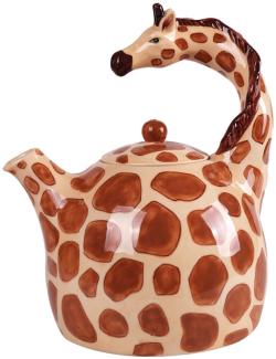 Tierisch gut: Handbemalte Keramik-Teekanne für Teeliebhabe Giraffe braun
