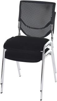 2er-Set Besucherstuhl T401, Konferenzstuhl stapelbar, Stoff/Textil ~ Sitz schwarz, Füße chrom