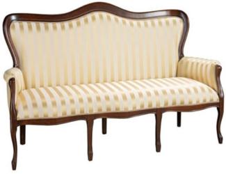 Casa Padrino Luxus Barock Sofa mit Streifen Gold / Dunkelbraun 184 x 81 x H. 107 cm - Gestreiftes Wohnzimmer Sofa im Barockstil - Barock Wohnzimmer Möbel