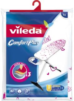 Vileda Comfort Plus Bügelbrettbezug, 3-lagiger Bezug mit Quick Fix-System, für Bügelbretter mit einer Größe von 30-45 cm Breite und 110-130 cm Länge, 1 Stück