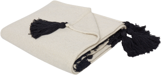 Decke Baumwolle weiß schwarz 125 x 150 cm Augenmotiv SEDIO