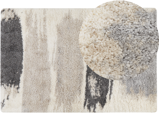 Teppich weiß grau 200 x 300 cm abstarktes Muster Shaggy MARTUNI