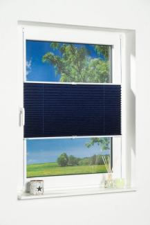 K-home Klemmfix-Plissee Palma Blau 90 x 210 cm (B x L) Lichtschutz +++ Moderne Crushed Optik +++