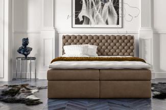 Stylefy 'Alviero' Boxspringbett, Kunstleder Madryt Hellbraun 200 x 200 cm