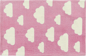 Kinderteppich Baumwolle rosa 60 x 90 cm Wolkenmotiv GWALIJAR