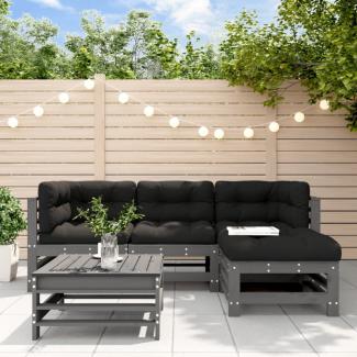 vidaXL 5-tlg. Garten-Lounge-Set mit Kissen Grau Massivholz