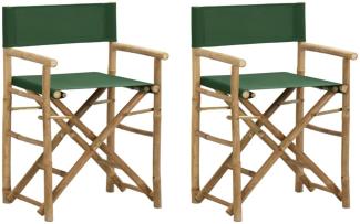 Klappbare Regiestühle 2 Stk. Grün Bambus und Stoff