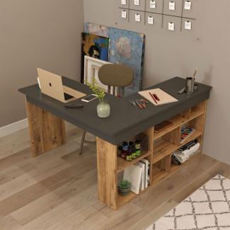 Designer Schreibtisch Tiro Anthrazit/Holz