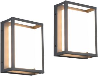 LED Außenwandleuchte 2er SET im Bauhaus Stil, Anthrazit, 18cm breit