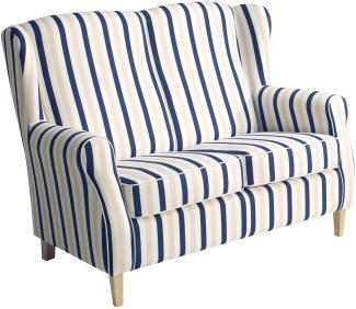 Sofa 2-Sitzer Karlen Bezug Flachgewebe Buche natur / blau 22075