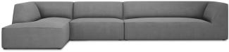 Micadoni 5-Sitzer Modular Ecke links Sofa Ruby | Bezug Grey | Beinfarbe Black Plastic