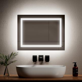 EMKE Badspiegel mit integrierter Beleuchtung und Anti-Beschlag Kaltweiß/Warmweiß 60×45cm